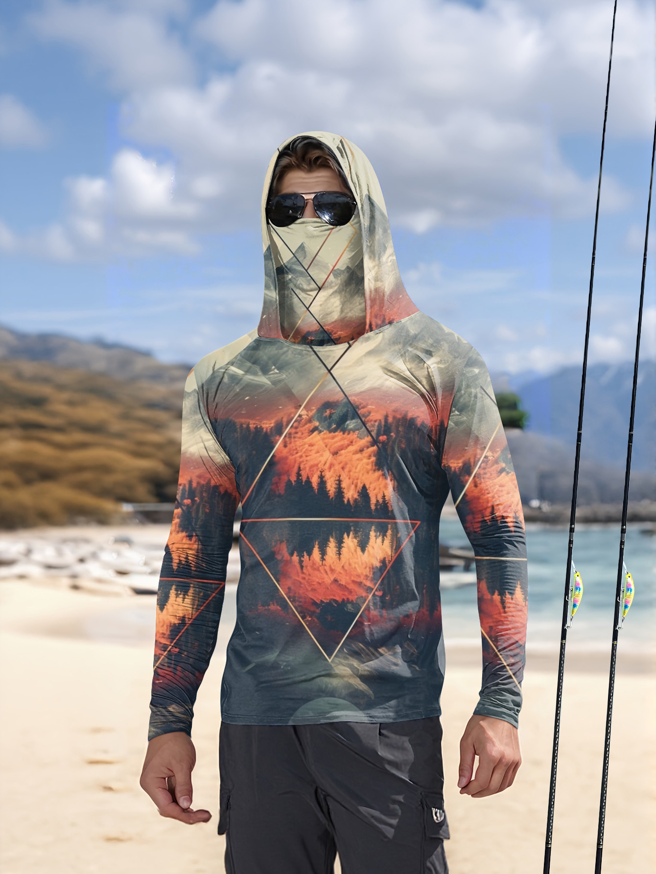 3D Printing Mask - Felpa da Pesca per Uomo con